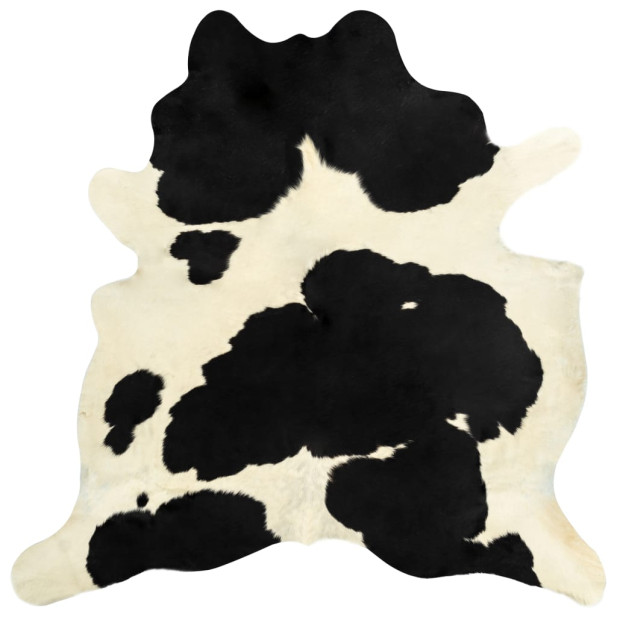 Fekete és fehér valódi marhabőr szőnyeg 150 x 170 cm - utánvéttel vagy ingyenes szállítással