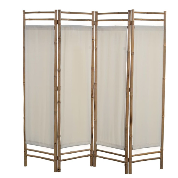 4 paneles bambusz/vászon paraván 160 cm - utánvéttel vagy ingyenes szállítással