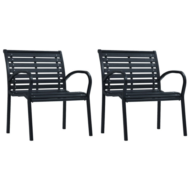2 darab fekete acél és WPC kerti szék - utánvéttel vagy ingyenes szállítással