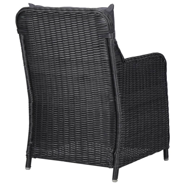 2 db fekete polyrattan kerti szék párnával - utánvéttel vagy ingyenes szállítással