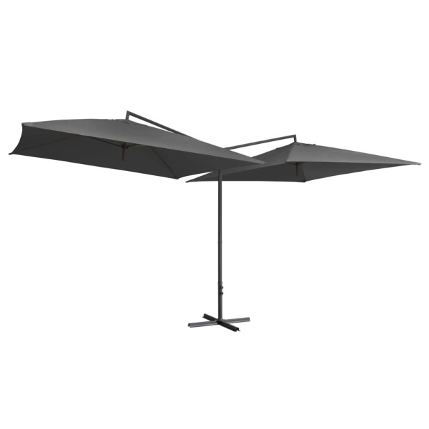 Antracitszürke dupla napernyő acélrúddal 250 x 250 cm - utánvéttel vagy ingyenes szállítással