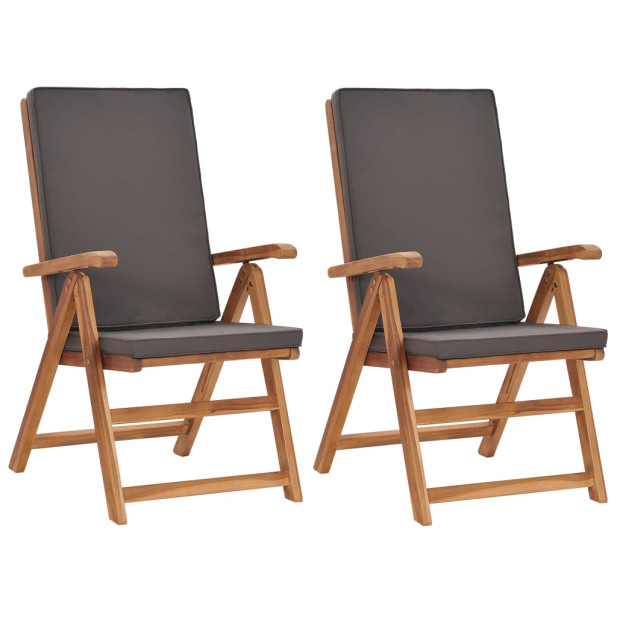2 db szürke dönthető tömör tíkfa kerti szék párnák...