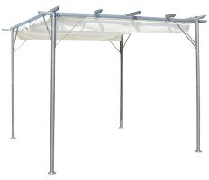Fehér-krémszínű acélpergola behúzható tetővel 3 x 3 m - utánvéttel vagy ingyenes szállítással