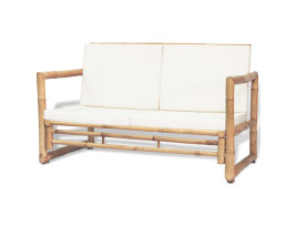Kétszemélyes bambusz kerti kanapé párnákkal - utánvéttel vagy ingyenes szállítással