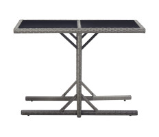 Antracitszürke polyrattan és üveglapos kerti asztal 110x53x72cm - utánvéttel vagy ingyenes szállítással