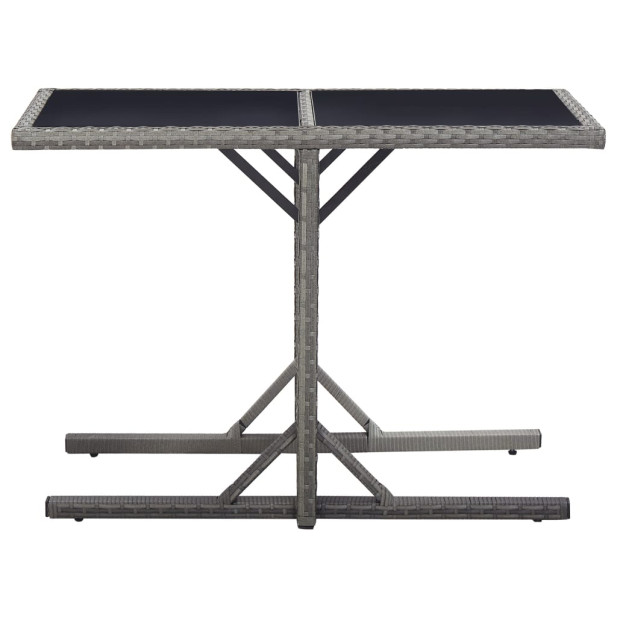 Antracitszürke polyrattan és üveglapos kerti asztal 110x53x72cm - utánvéttel vagy ingyenes szállítással