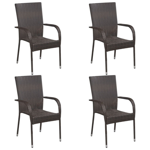 4 db barna rakásolható polyrattan kültéri szék - u...