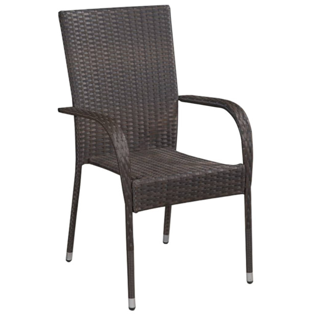 4 db barna rakásolható polyrattan kültéri szék - utánvéttel vagy ingyenes szállítással