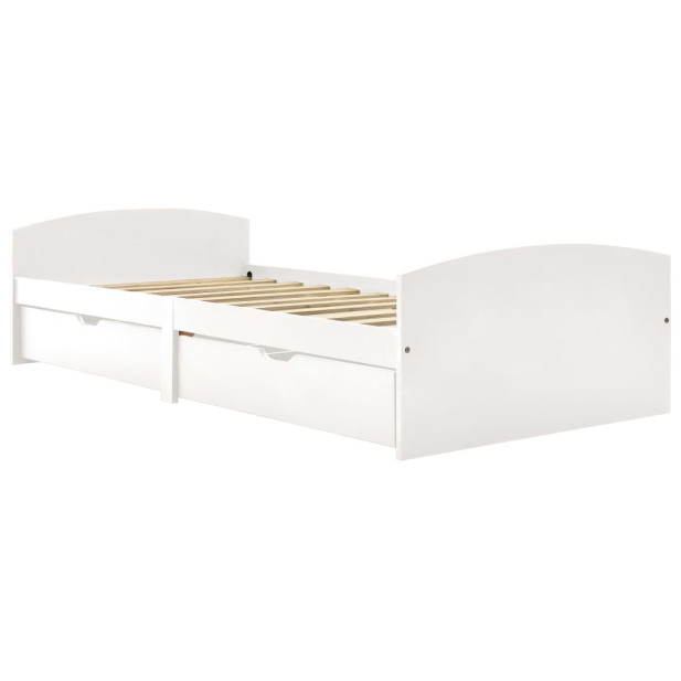 2 fiókos fehér tömör fenyőfa ágykeret 90 x 200 cm - utánvéttel vagy ingyenes szállítással