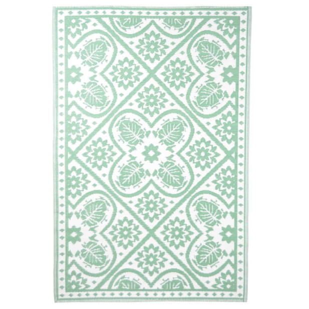 Esschert Design zöld és fehér csempe mintás kültéri szőnyeg 182x122 cm - utánvéttel vagy ingyenes szállítással