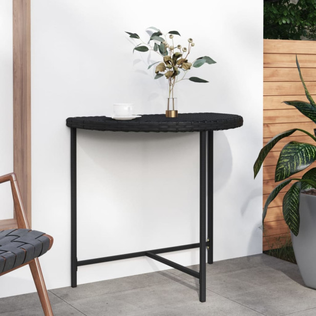 Fekete polyrattan kerti asztal 80 x 50 x 75 cm - utánvéttel vagy ingyenes szállítással