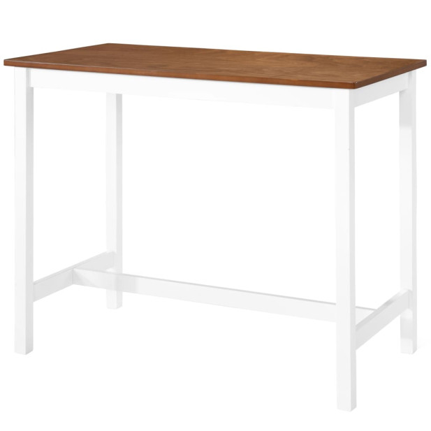 3-részes barna-fehér tömör fa bárasztal és szék garnitúra - utánvéttel vagy ingyenes szállítással