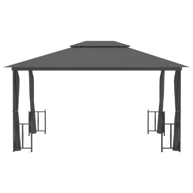 Antracitszürke pavilon oldalfalakkal és dupla tetővel 3x4 m - utánvéttel vagy ingyenes szállítással