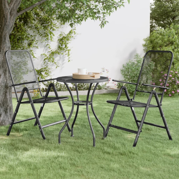 Antracitszürke nagy hálós fém kerti asztal Ø60 x 72 cm - utánvéttel vagy ingyenes szállítással