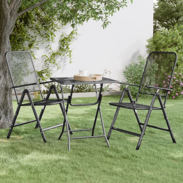 Antracitszürke nagy hálós fém kerti asztal 60 x 60 x 72 cm - utánvéttel vagy ingyenes szállítással