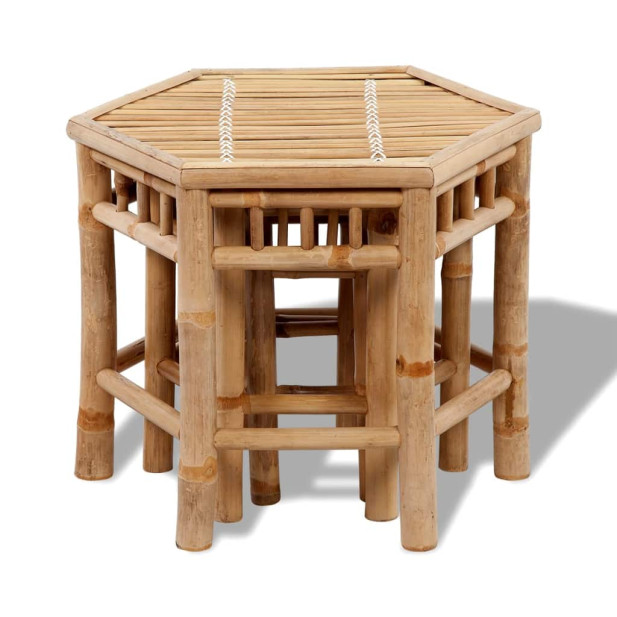3 db hatszögletű bambusz kerti szék készlet - utánvéttel vagy ingyenes szállítással