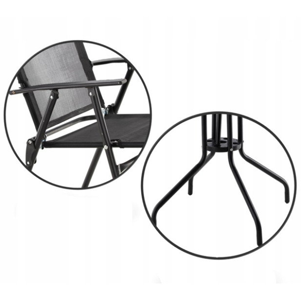 GardenLine kerti bútor szett - Asztal + 4 db összecsukható szék + Napernyő